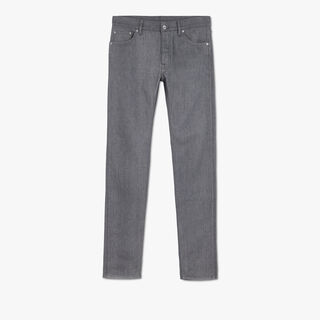 Denim Trousers With Scritto, SLATE GREY, hi-res