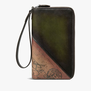Tali Scritto Leather Long Zipped Wallet, NERO CAVIAR + SAVANA, hi-res