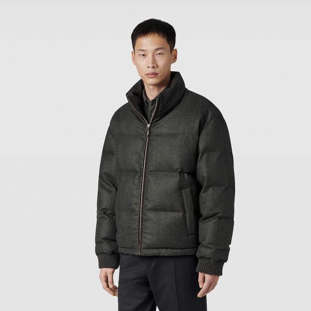 Wool Herringbone Puffer Jacket, MIDNIGHT GREY, hi-res 2