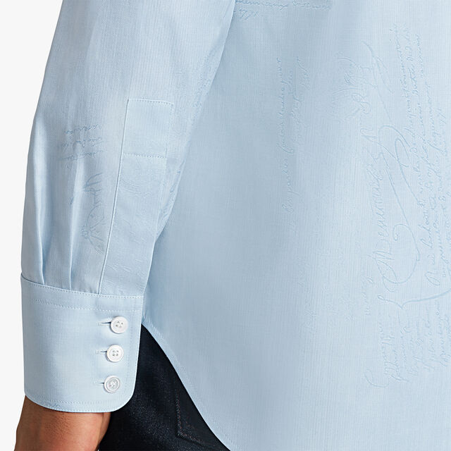 Cotton Scritto Alessandro Buttondown Shirt, SKY BLUE, hi-res 7