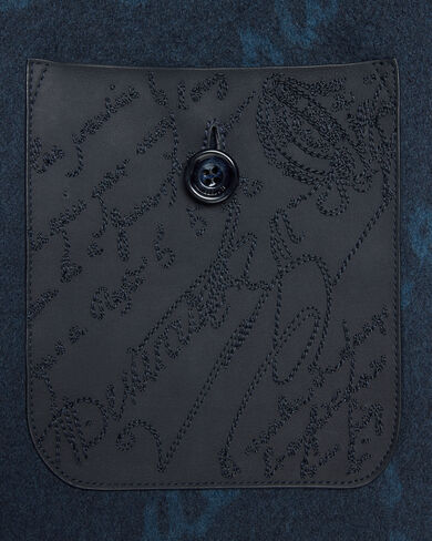 Double Face Forestière Jacket with inside Scritto pattern, Nile Blue & Internal Giant Scri, hi-res