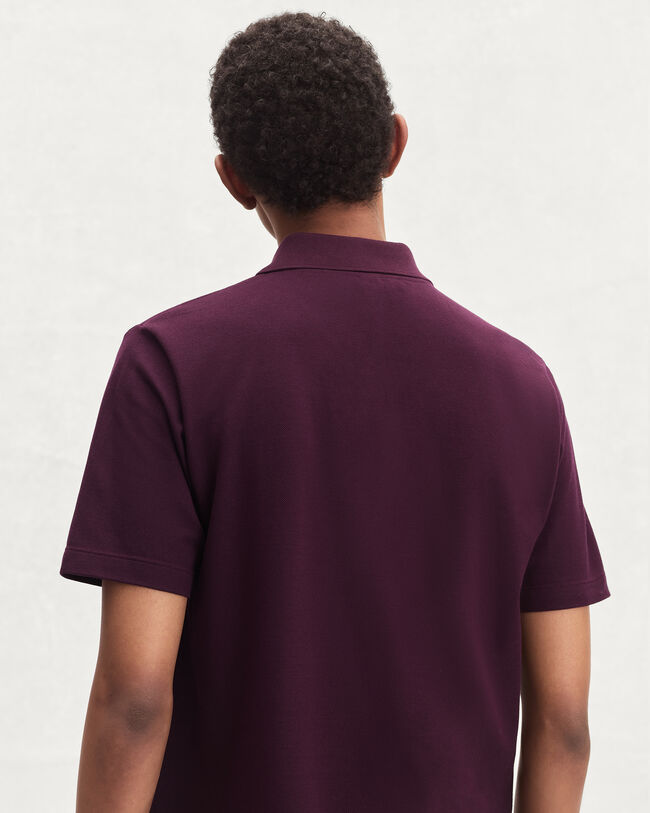 Polo with Leather Detail, Purple Grape, hi-res