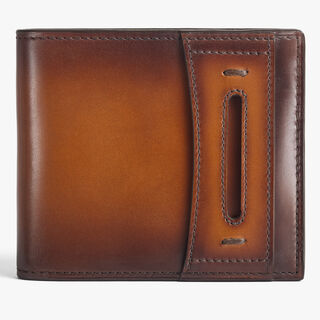 Makore Slim Andy Compact Wallet In Leather, CACAO INTENSO, hi-res