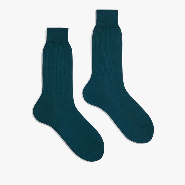 Cotton Ribbed Socks, COLVERT GREEN, hi-res 2