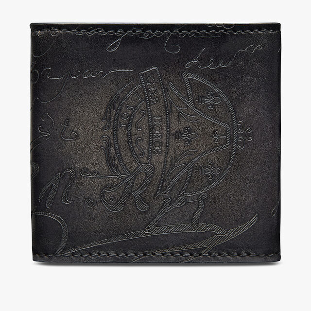 Origine Scritto Leather Coin Purse, NERO GRIGIO, hi-res 2