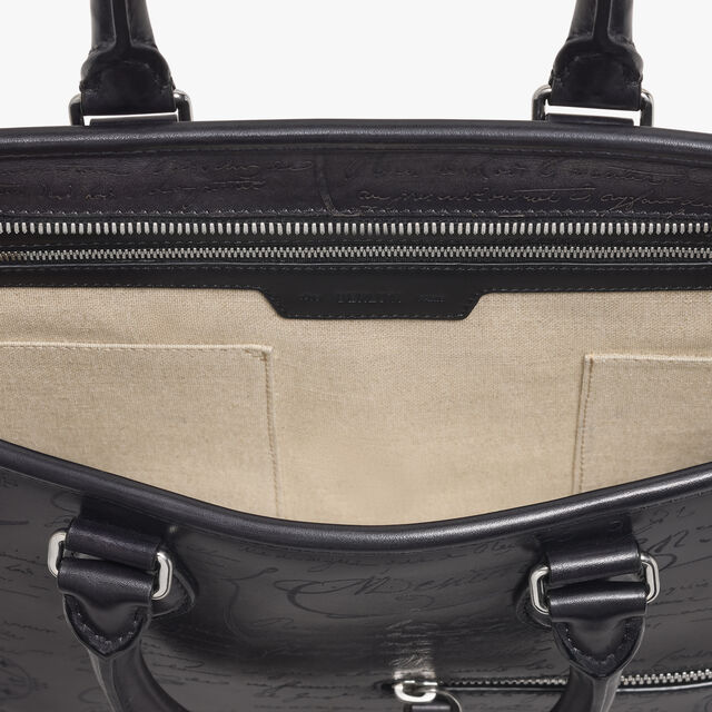 Un Jour Mini Scritto Leather Briefcase, NERO GRIGIO, hi-res 12