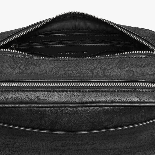 Formula 1003 Zipped Pouch In Scritto Leather, NERO GRIGIO, hi-res 11