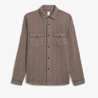 Herringbone cashmere Overshirt, COFFEE BEAN, hi-res