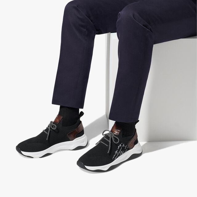 Shadow针织与皮革运动鞋, BLACK, hi-res 8