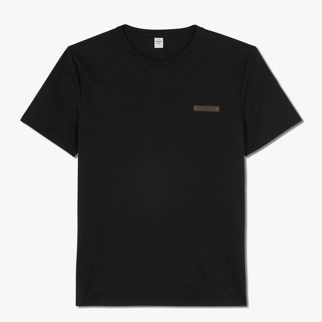 T-Shirt Avec Détail En Cuir Fit Slim, NOIR, hi-res 1