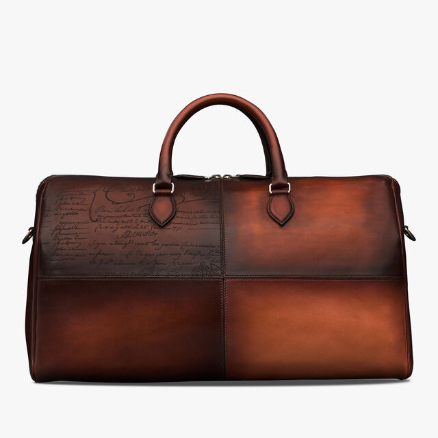 Jour Off MM Scritto Leather Travel Bag, CACAO INTENSO, hi-res 3