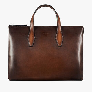 Perspective Leather Briefcase, BRUN, hi-res