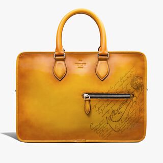 Un Jour Mini Scritto Leather Briefcase, MIMOSA, hi-res