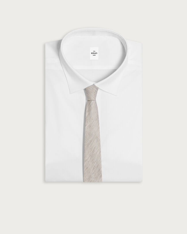 Pinstripes B-Thabor Embroidery Tie, Natural Beige, hi-res