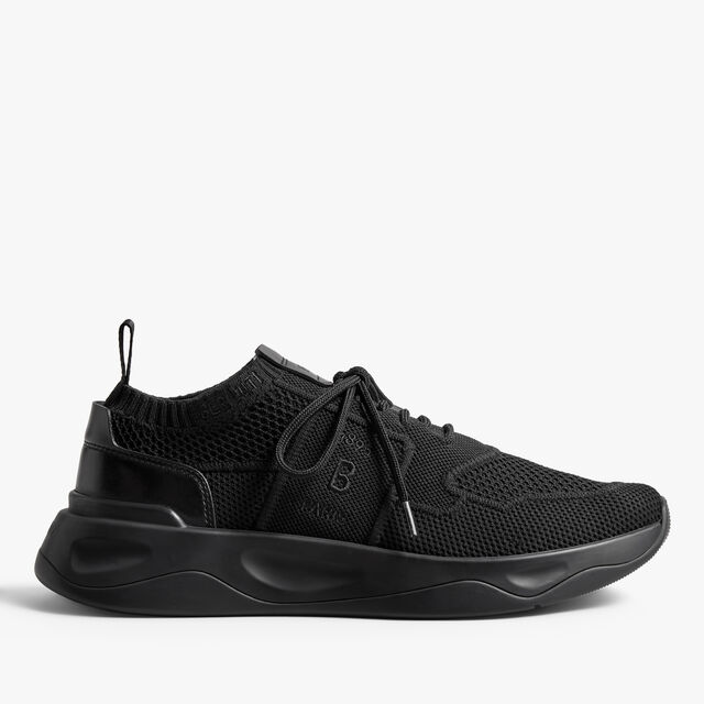 Shadow Knit And Leather Sneaker, JET BLACK, hi-res 1