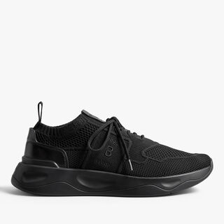 Shadow Knit And Leather Sneaker, JET BLACK, hi-res