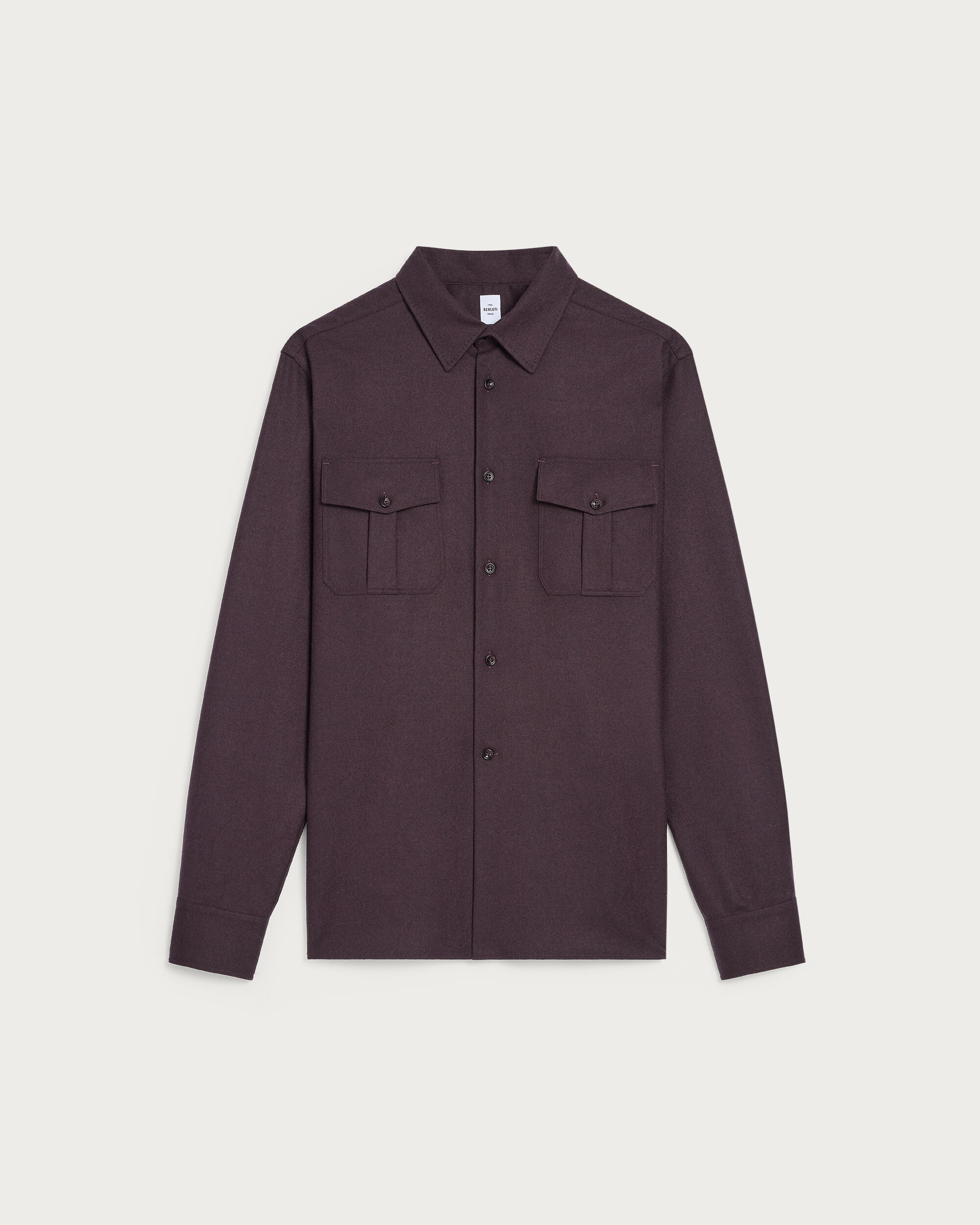 Military Shirt with Leather Detail, Nero Bordo, hi-res