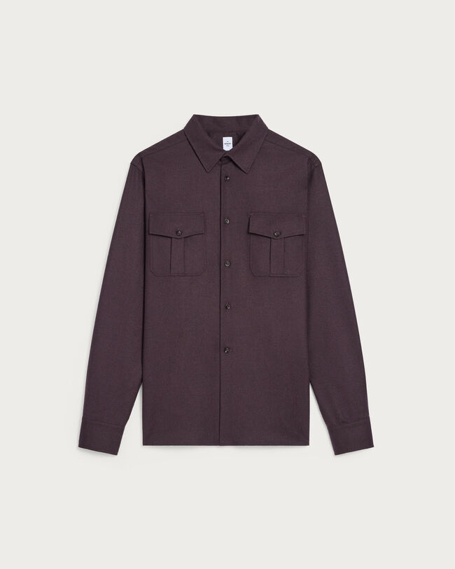 Military Shirt with Leather Detail, Nero Bordo, hi-res