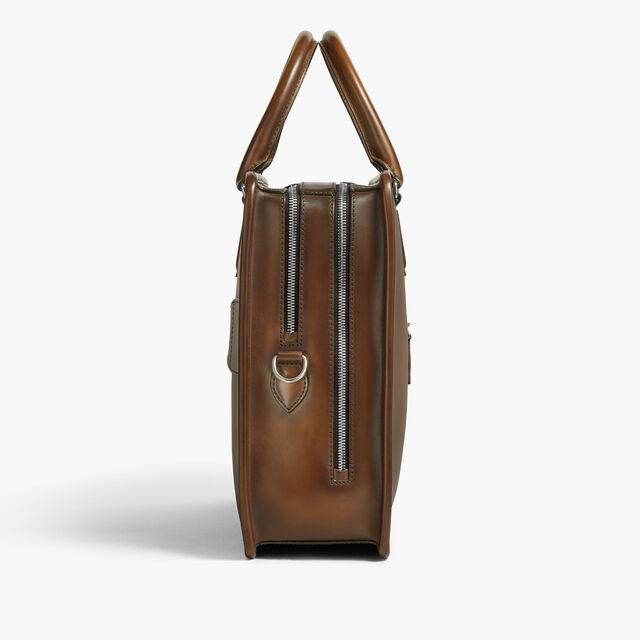 Deux Jours Scritto Leather Briefcase, CACAO INTENSO, hi-res 3