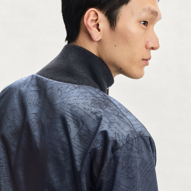 Reversible Wool & Scritto Nylon Blouson, PURPLE CLOUD, hi-res 5