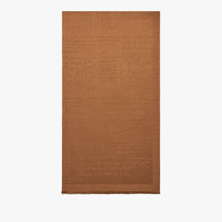 Wool & Silk Scritto Scarf, BRICK BROWN, hi-res