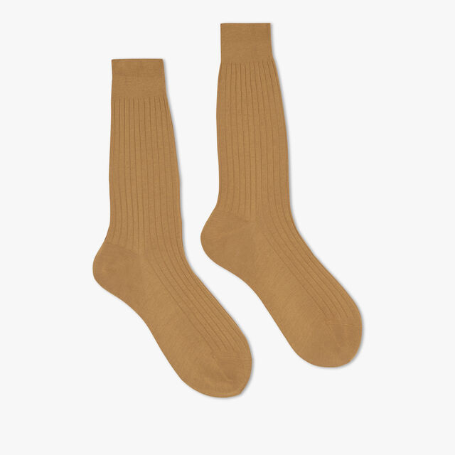 Cotton Ribbed Socks, SOLARO HONEY BEIGE, hi-res 2
