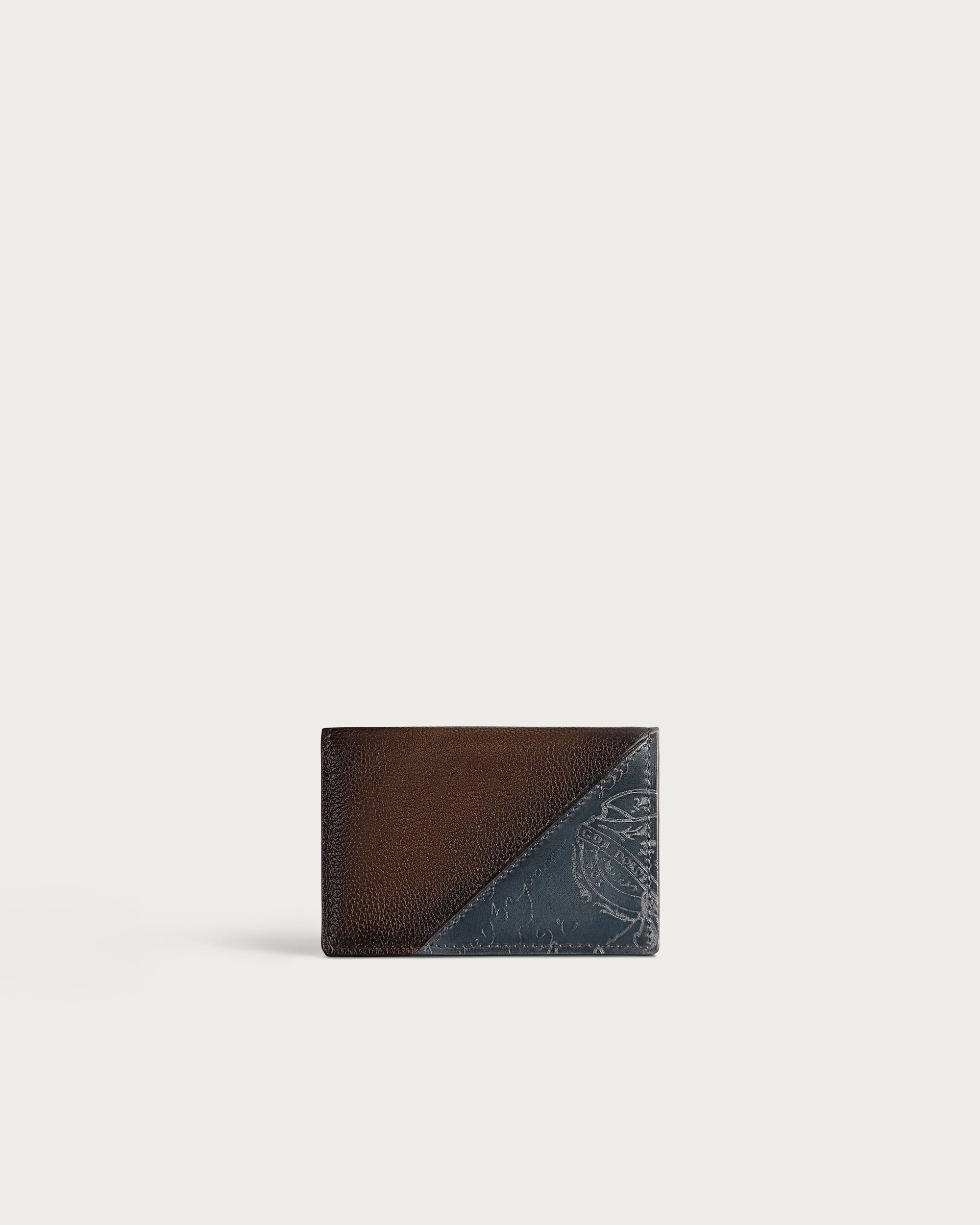 Imbuia Tangram Card Holder, Soft Brown & Midnight Blue, hi-res