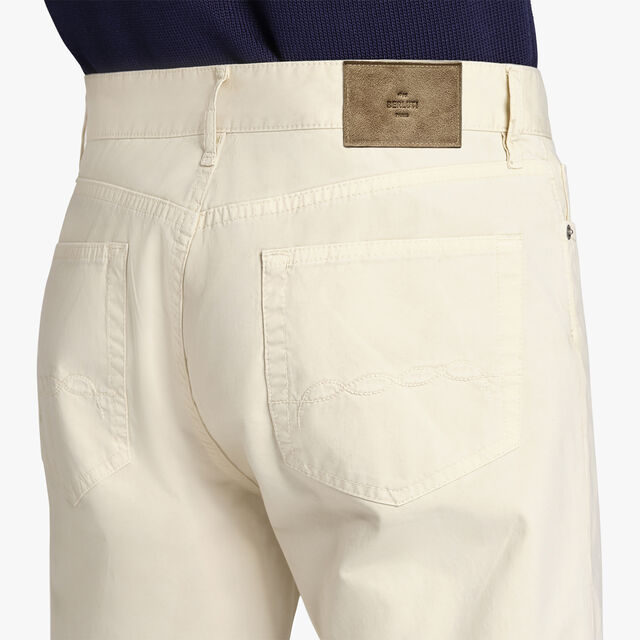 Garment Dyed Denim Trousers, IVORY, hi-res 5