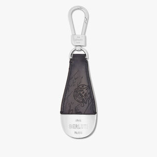 Shoehorn Scritto Leather Key Ring, LIGHT ALUMINIO, hi-res