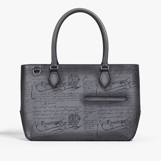 Toujours Mini Scritto Leather Tote Bag, LIGHT ALUMINIO, hi-res