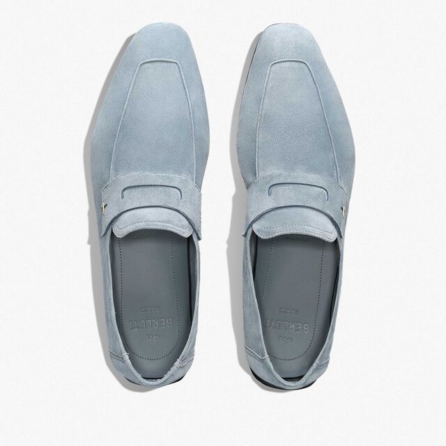 Lorenzo Drive Camoscio Leather Loafer, STONE DENIM, hi-res 3