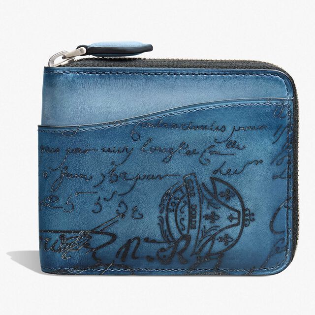 Itauba Square Scritto Leather Zipped Wallet, IRIS, hi-res 1