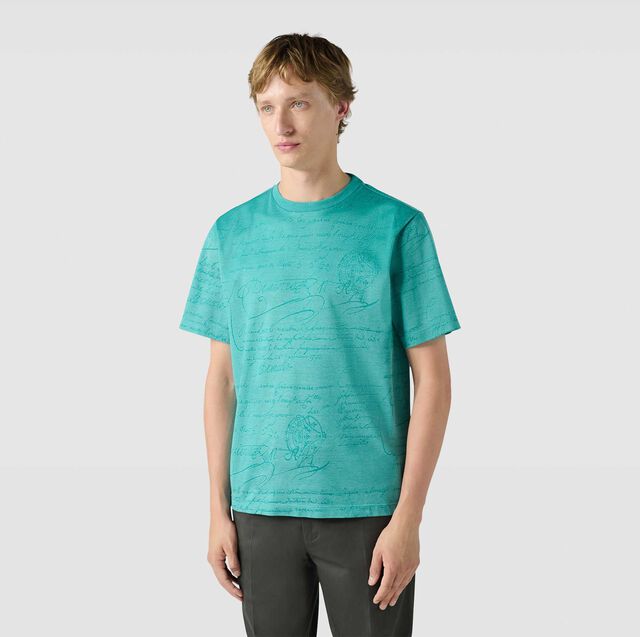 스크리토 피케 T-셔츠, AQUA GREEN, hi-res 2