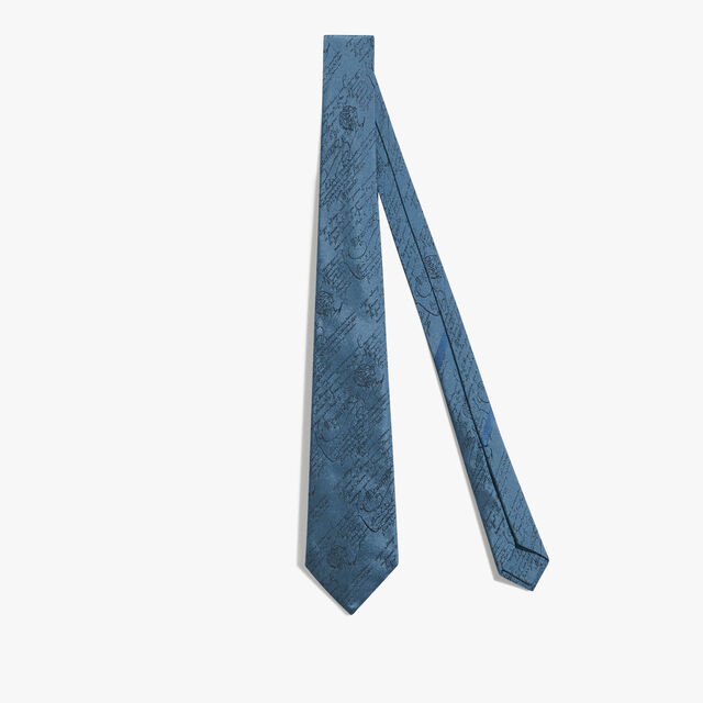 Classic Scritto Tie, TITANIUM BLUE, hi-res 1