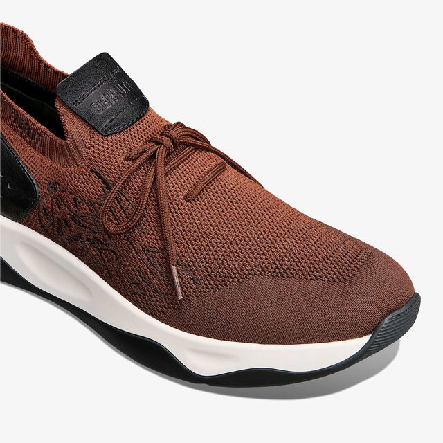 Shadow Scritto Knit And Lagoon Calf Sneaker, GRADIANT RUST, hi-res 5