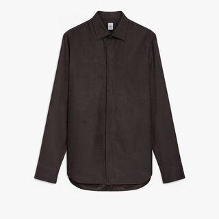 Andy Cotton Silk Scritto Shirt, EARTH BROWN, hi-res