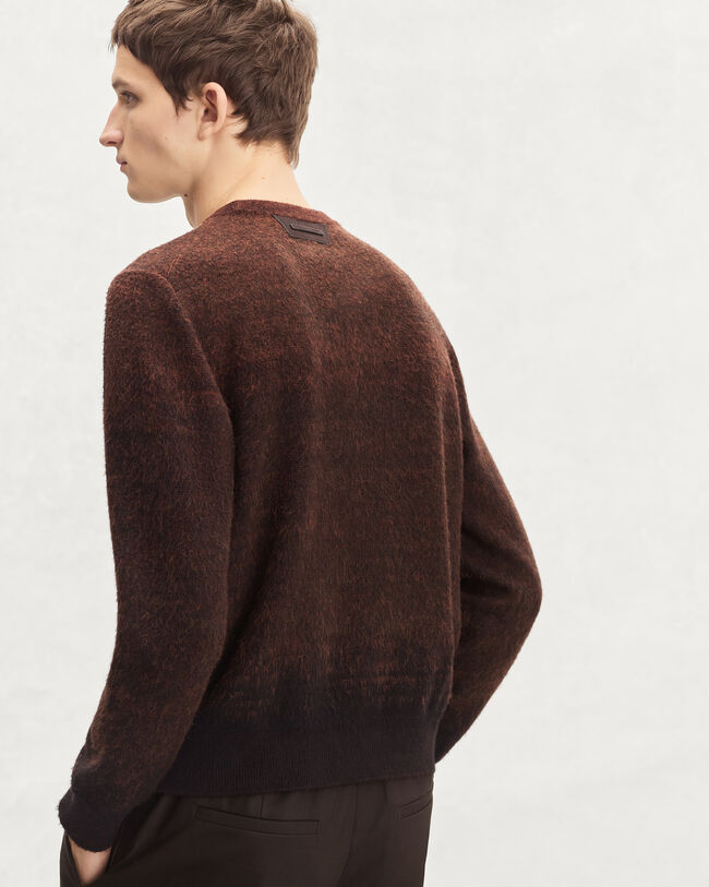 Brushed Patina Crewneck with Leather Detail, Rust Patina, hi-res