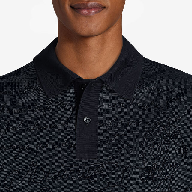All Over Scritto Jacquard Polo, DUSTY BLUE, hi-res 4
