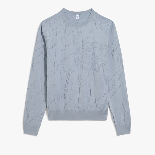 Diagonal Scritto Crewneck, TITANIUM BLUE, hi-res 1
