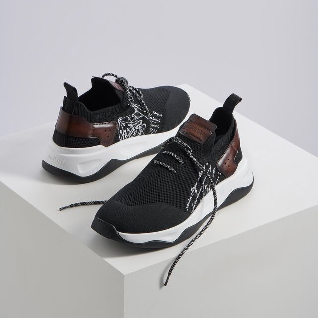Shadow Knit And Leather Sneaker, BLACK, hi-res 9