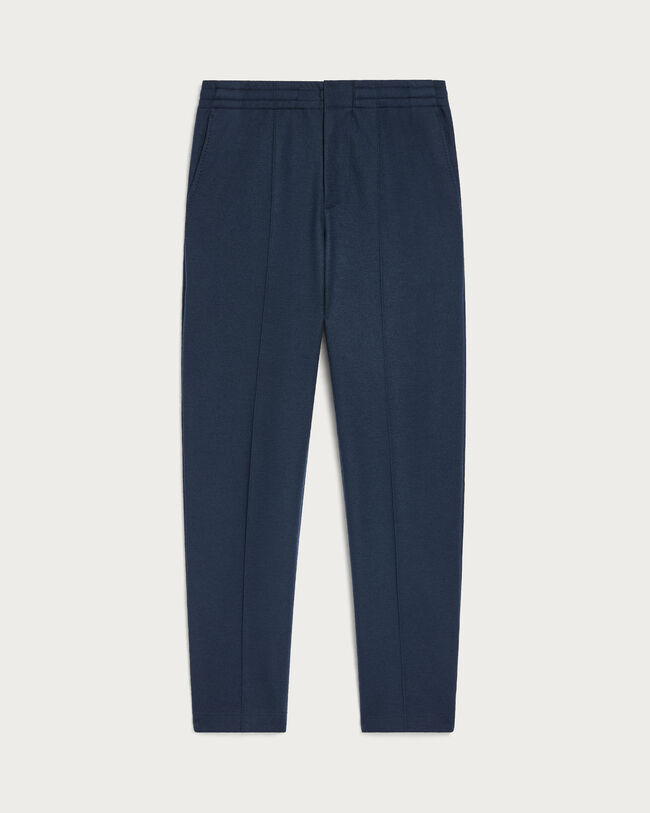 Jersey Pants with Leather Detail, Midnight Blue, hi-res