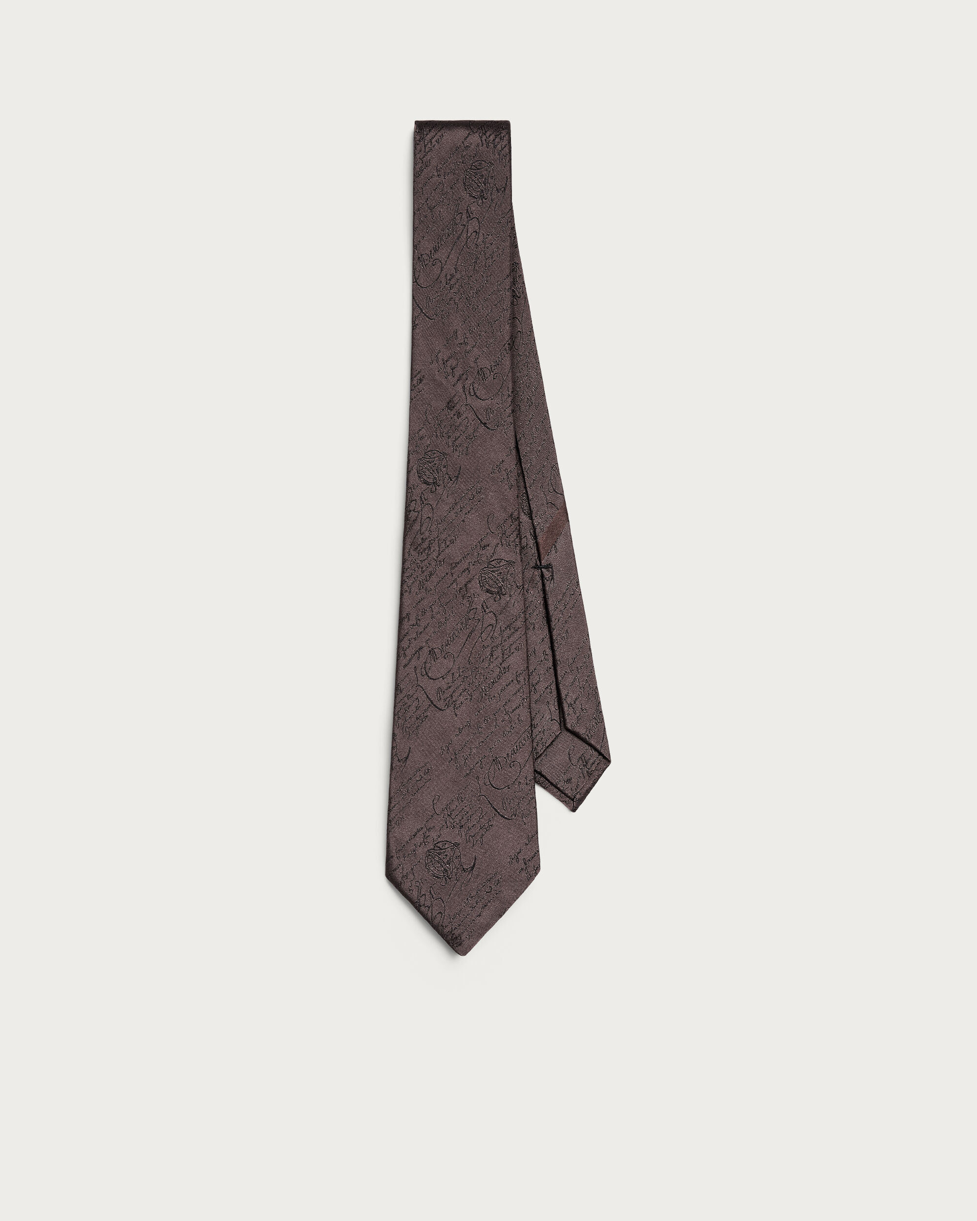 Classic Scritto Pattern Tie, Signature Brown, hi-res