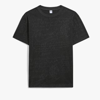 T-Shirt En Jacquard Scritto All-Over, MYSTERIOUS GREY, hi-res