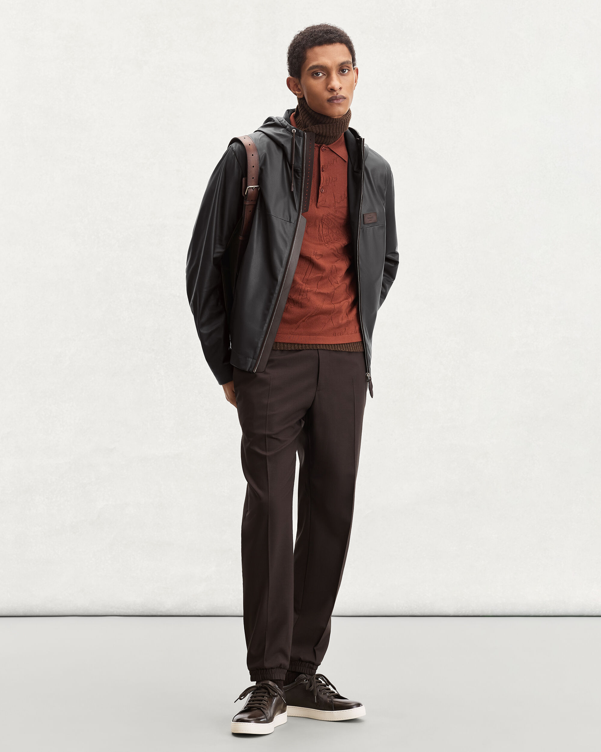 Ultralight Fly Leather Hooded Blouson, Noir, hi-res