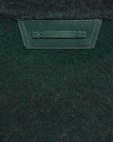 Brushed Patina Crewneck with Leather Detail, Green Patina, hi-res