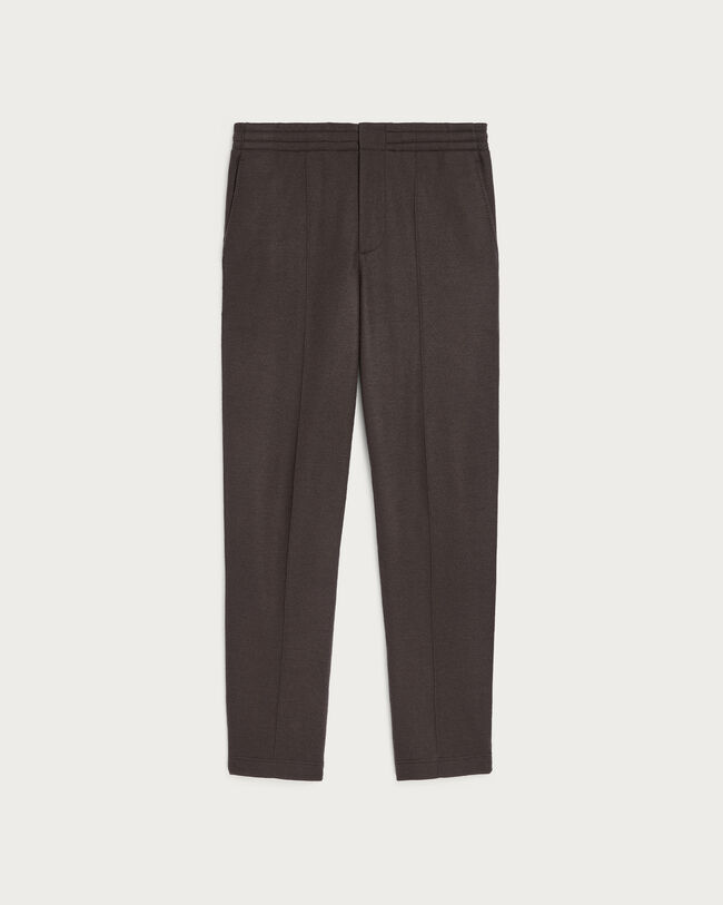 Jersey Pants with Leather Detail, Chocolate Brown, hi-res