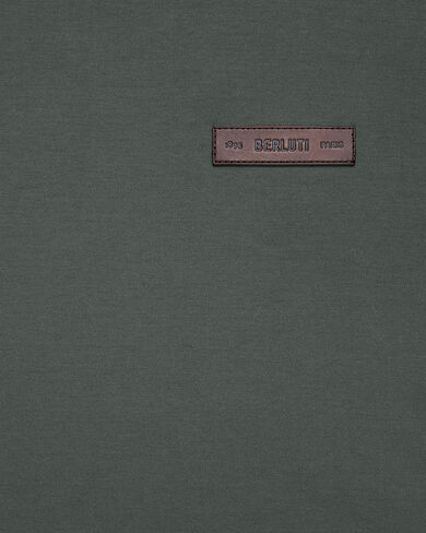 Leather Detail T-shirt, Dark Green, hi-res