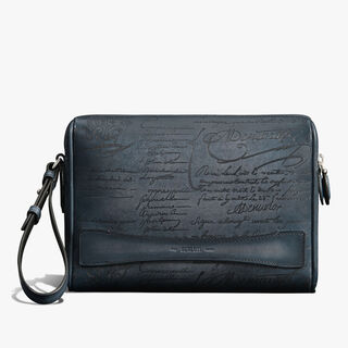 Rosewood Scritto Leather Pouch, BLU MINERALE, hi-res