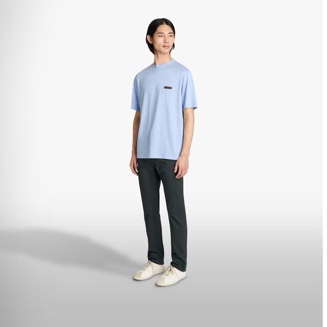 皮革标签T恤衫, SKY BLUE, hi-res 4