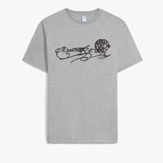 T-Shirt Scritto Avec Effet Suedé, SILVER GREY, hi-res